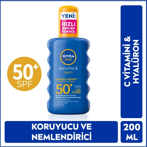 Nivea Nivea Sun SPF50 Yuksek Gunes Koruyucu ve Nemlendirici Vucut Spreyi
