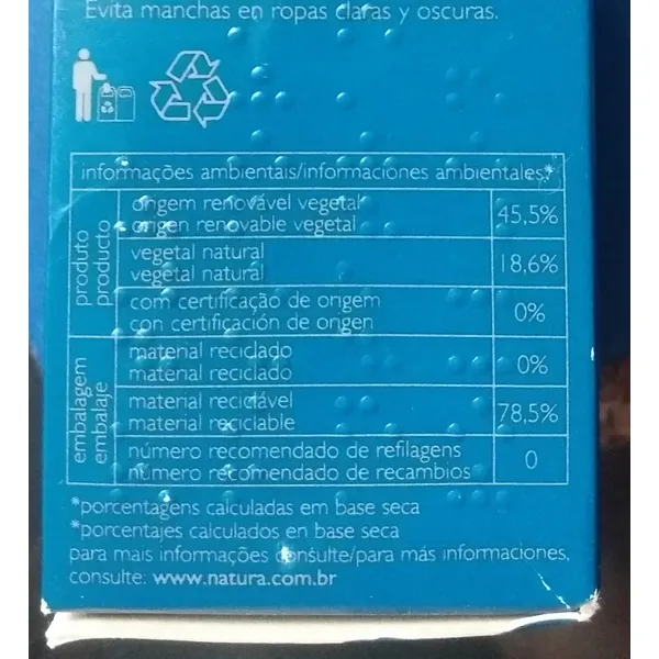Natura Desodorante Antitraspirante roll-on invisible