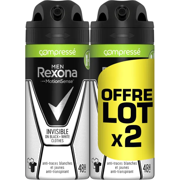 Rexona REXONA Men Anti-Transpirant Invisible Black White Compresse Lot 2x100ml