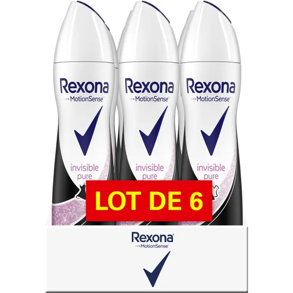 Rexona Rexona Deodorant Femme Spray Anti-Transpirant Invisible Pure 6x200ml