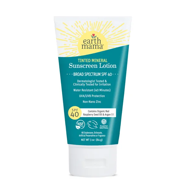 Earth Mama Organics Tinted Mineral Sunscreen Lotion SPF 40